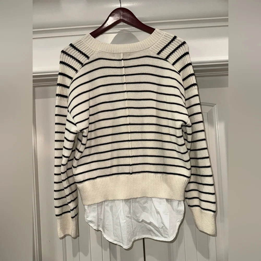 Striped Crew Neck Sweater - Black and Cream NWT - Picture 4 of 4